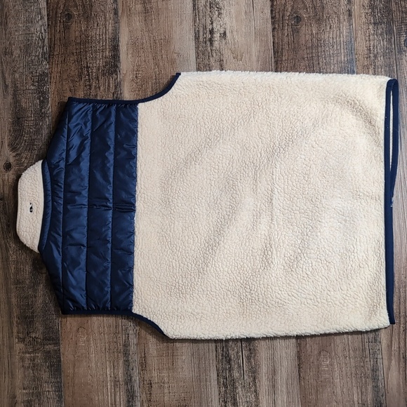 Vineyard Vines Supershep Sherpa Vest Full-Zip Camel Tan Blue Deep Pile - Medium - Picture 5 of 9